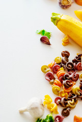 Italian food concept. ingredients for pasta. natural dyes for pasta (tomato, spinach, carrots)