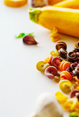 Italian food concept. ingredients for pasta. natural dyes for pasta (tomato, spinach, carrots)
