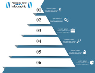 Pyramid infographic design template and marketing icons.