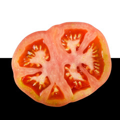 Tomato cut on white black background