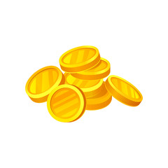 Heap of shiny golden coins. Money and finance theme. Flat vector design for advertising poster or mobile app