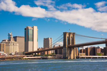 New York city skyline with Brooklyn bridge