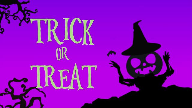 Trick or treat with pumpkin landscape animation background