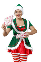 Christmas time and elf on white 