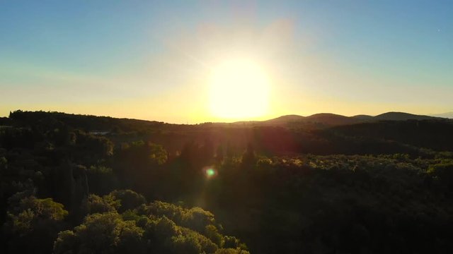 Typical Tuscan Sunset Drone Shot (45sec)