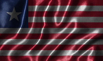 Obraz premium Wallpaper by Liberia flag and waving flag by fabric.
