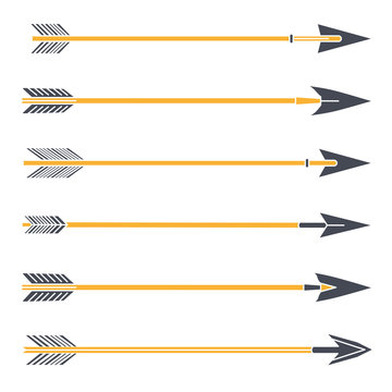 Arrows icons set. Hipster, tribal, indian, boho medieval style.