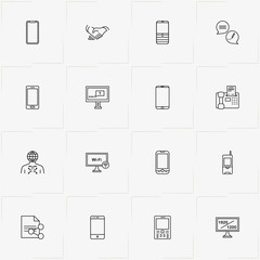 Communications line icon set with partnership , television and network