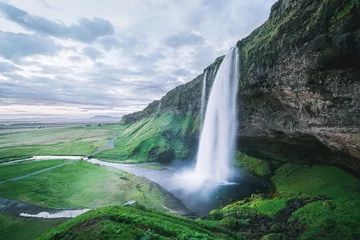 Stof per meter Seljalandsfoss - beautiful waterfall in Iceland © Oleksandr Kotenko