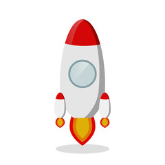 The rocket takes off isolated on a white background. Vector illustration.