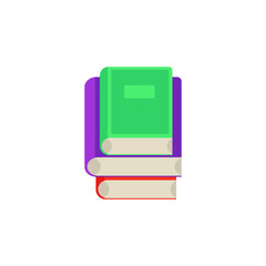 Flat book pile or column top view. Paper symbol of education, library literature and wisdom. School, college or university studying equipment. Vector isolated illustration.