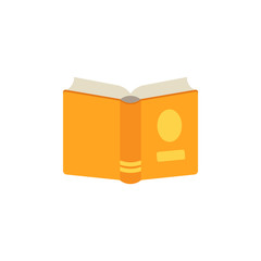 Flat opened book cover back view. Paper symbol of education, library literature and wisdom. School, college or university studying equipment. Vector isolated illustration.