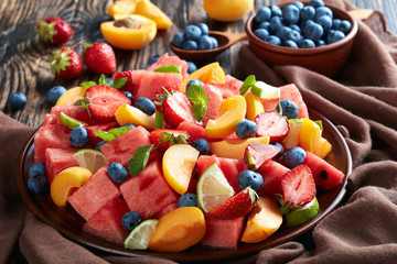 sweet watermelon peach and berry salad