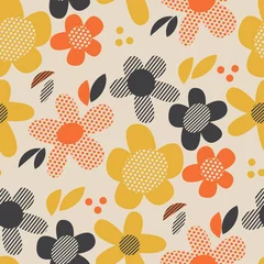 Foto op Plexiglas Vintage colors geometric floral seamless pattern. © galyna_p