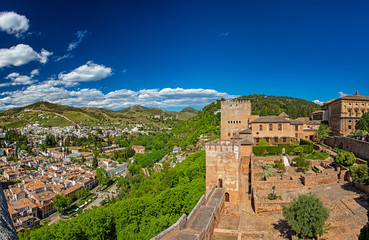 Fototapeta na wymiar Panoramic view from the famous Alhambra, Granada