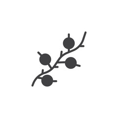 Berries branch vector icon. filled flat sign for mobile concept and web design. Forest berry simple solid icon. Symbol, logo illustration. Pixel perfect vector graphics