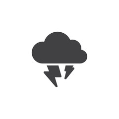 Heavy thunderstorm vector icon. filled flat sign for mobile concept and web design. Cloudy lighting weather simple solid icon. Symbol, logo illustration. Pixel perfect vector graphics