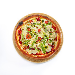 Pizza Marinara with Anchovy Isolated on White Background