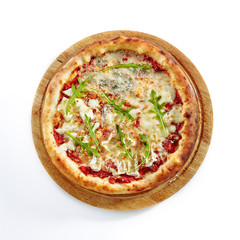Pizza Four Cheeses or Ai Quattro Formaggi Isolated