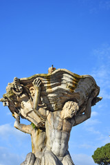 Italy, Rome,  square of the mouth of truth, fountain of tritons, view and details.