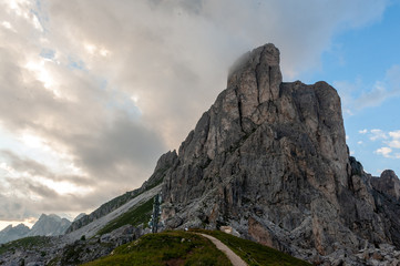 Landscape shot at the Passo di Giau, in the the Italian Dolomites, during the Golden Hour.