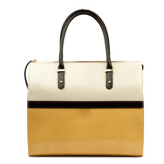 Yellow handbag isolated on white background.