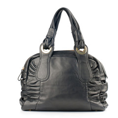 Naklejka premium Black female handbag isolated on white background.