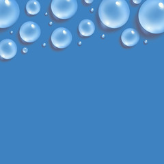 Drops of water border with place for your text. 3d realistic vector illustration. Realism style. Macro