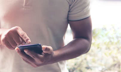 Men are using the phone to contact the job.
