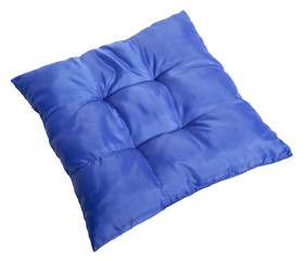  Blue decorative pillow isolated on white background with clipping path