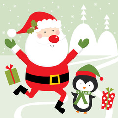 happy santa christmas greeting card