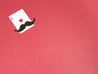Mustache and ace hearts card