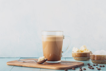 Bulletproof coffee, blended with organic  butter and MCT coconut oil.