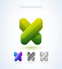 Vector abstract letter X logo design elements. Material design, flat and line art style. Application icon. Eco