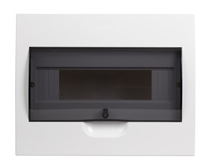 Obraz premium Empty fuse box isolated on white, with clipping path