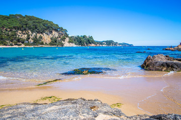 Obraz premium Sea coast in Blanes, Santa Crictina Beach, Costa Brava, Spain
