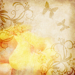 Old paper with floral pattern