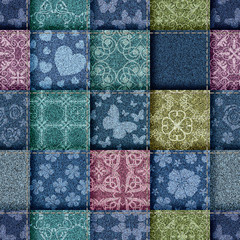 seamless jeans patchwork background