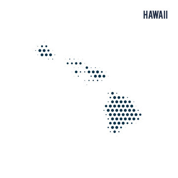 Dotted Hawaii map isolated on white background.