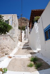 The whitewashed buildings of Megalo Chorio on the Greek island of Tilos. The village is the Capital of the island which has a population of around 780 people. © newsfocus1