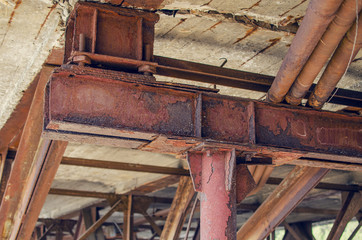 Fototapeta na wymiar the design of an old rusty dilapidated bridge