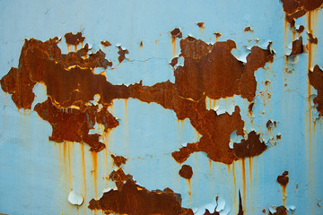Blue rusty metal texture background, rust on iron surface