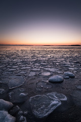Ice floats in the Baltic Sea during an arctic winter