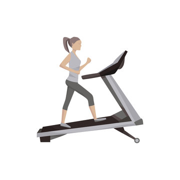 Treadmill with on a blue circule and white background