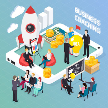 Business Coaching Isometric Composition