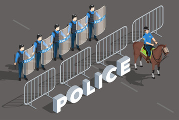 Obraz premium Police Isometric Composition