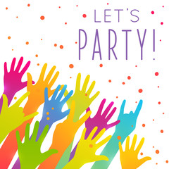 Colorful up hands silhouettes on white background