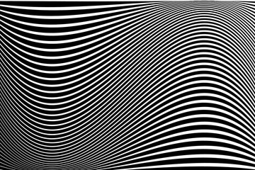 Abstract pattern.  Texture with wavy, billowy lines. Optical art background. Wave design black and white.