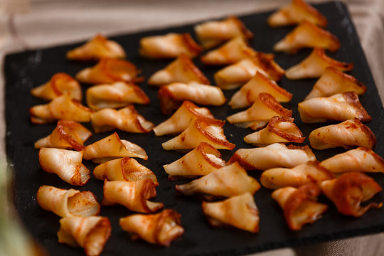 Slices Of Fresh Fried Bacon In A Pan For Breakfast ,ketogenic Diet