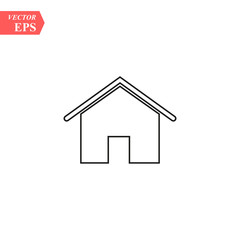 House icon with door, outline design vector